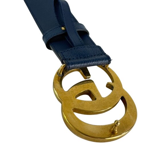 GUCCI X ADIDAS Marmont Navy Blue & Red Leather GG Buckle Men's Belt 100-40 - Picture 6 of 10